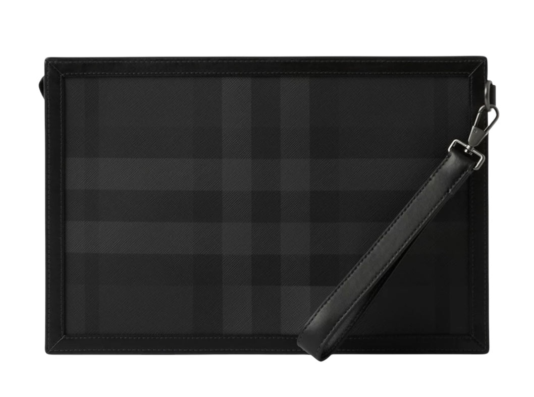 Burberry Check Zip Pouch Charcoal