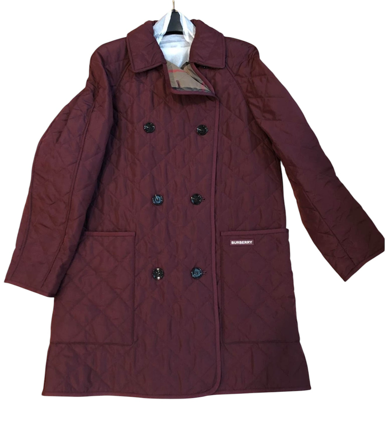 Burberry Jacket Burgundy 3/4 Length
