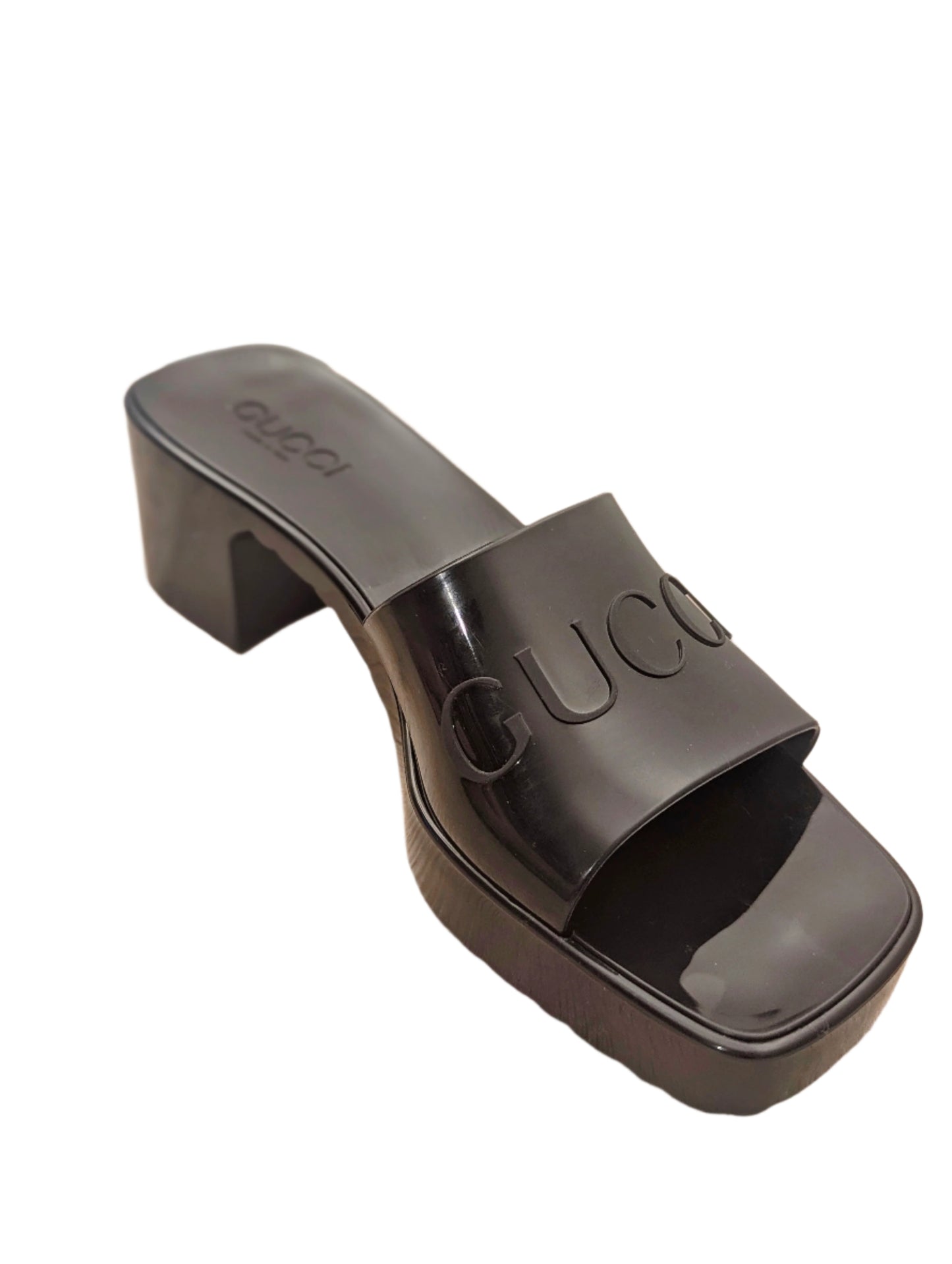 Gucci Black Rubber Platform Heel