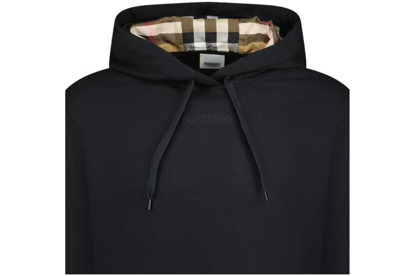 Burberry Talley Embroidery Logo Check Black Hooded Sweatshirt