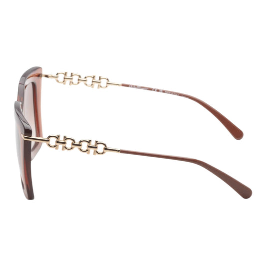 Ferragamo Brown Gancini Square Sunglasses