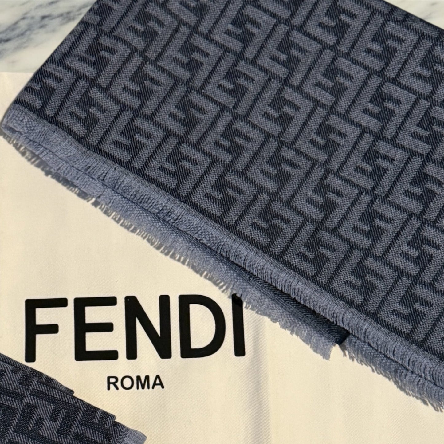 Fendi blue denim scarf