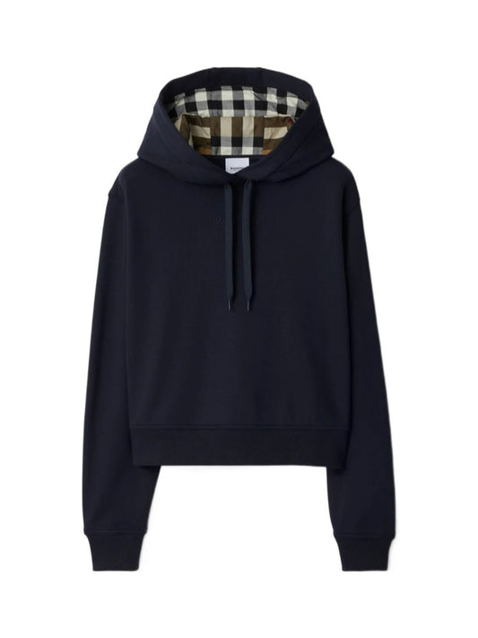 Burberry Talley Embroidery Logo Check Hooded Sweatshirt