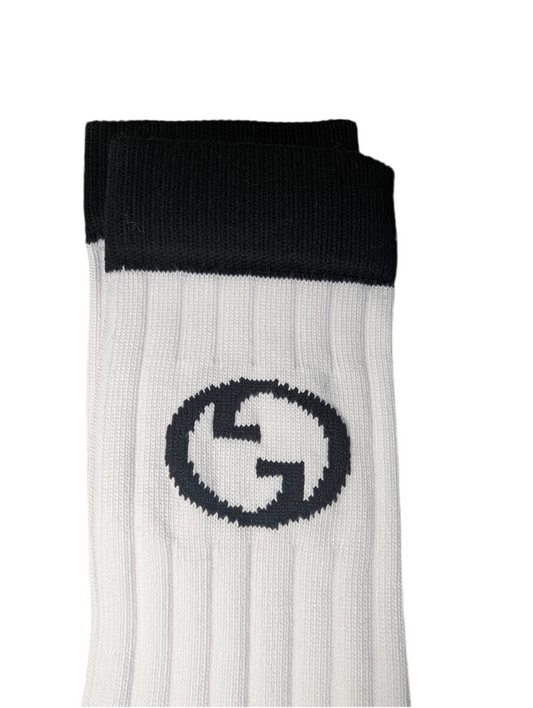 Gucci Crew Socks White with Black GG