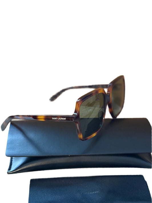 Saint Laurent Havana Green Acetate Square sunglasses