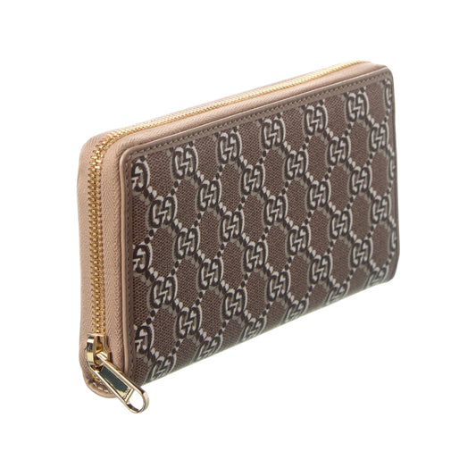 Gucci GG shadow canvas leather zip around wallet