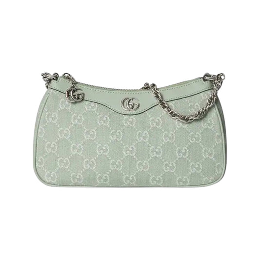 Gucci Ophidia GG Shoulder Bag in Light Green with Chain & Leather Strap
