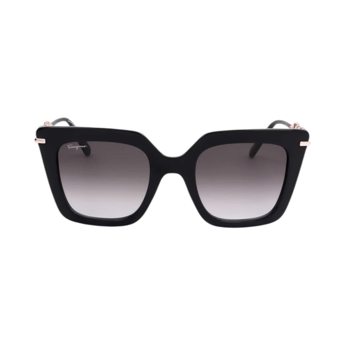 Ferragamo Black Gancini Square Sunglasses