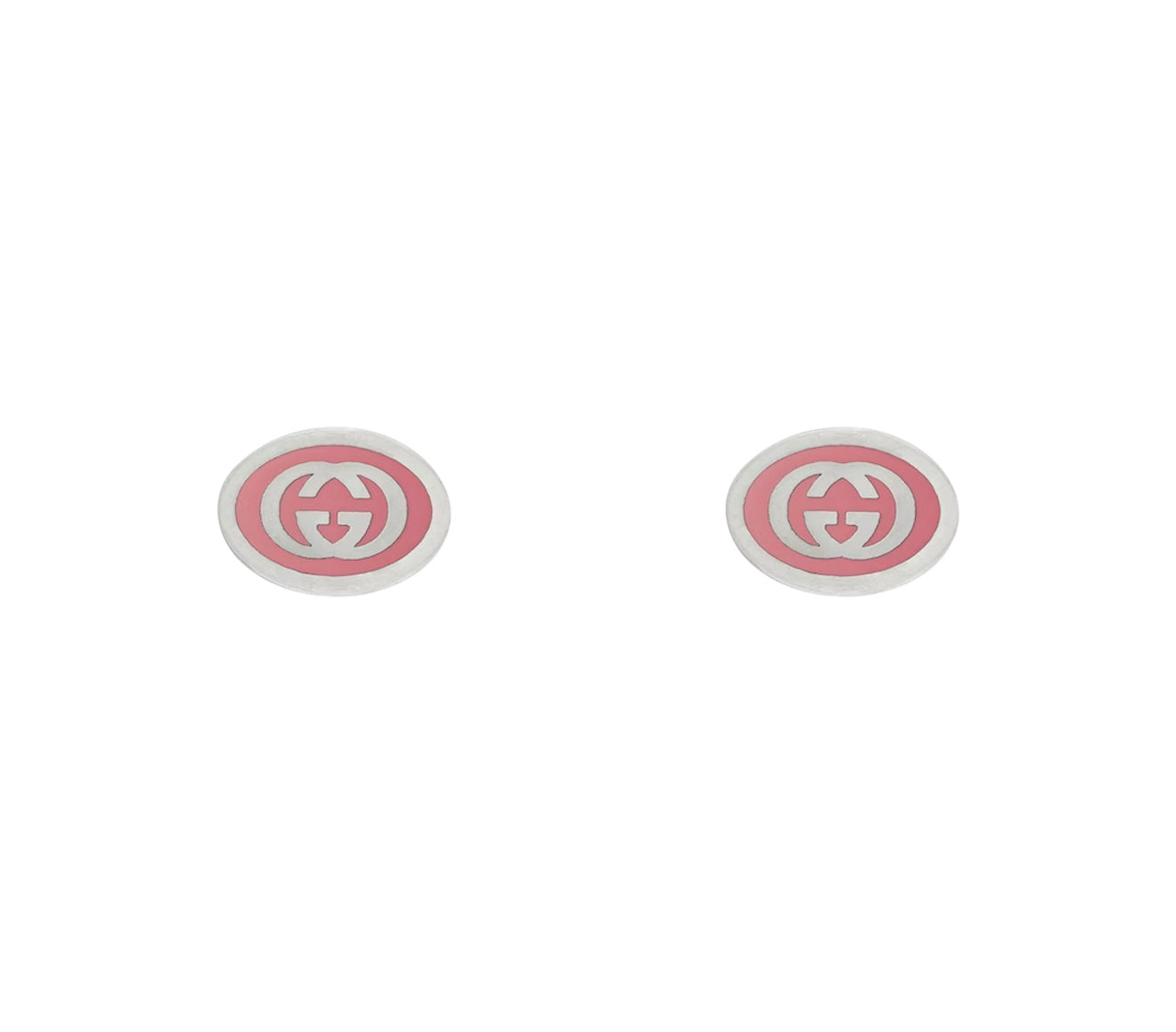 Gucci interlocking sterling silver pink enamel Studs