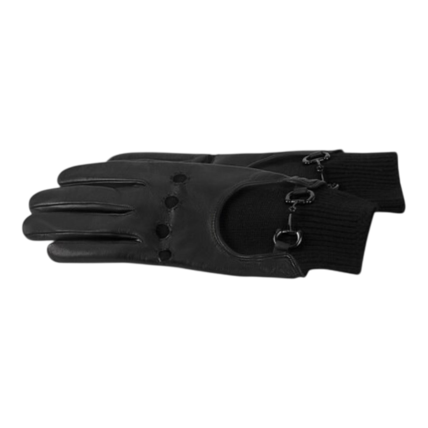 Gucci Black Horsebit Leather Gloves