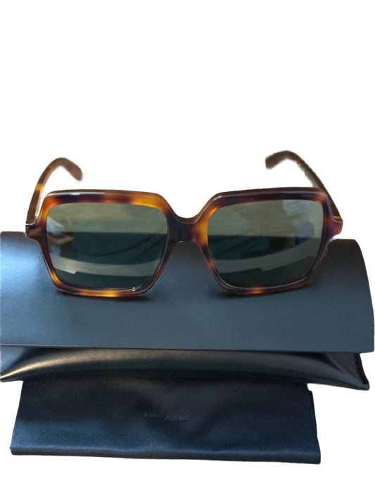 Saint Laurent Havana Green Acetate Square sunglasses