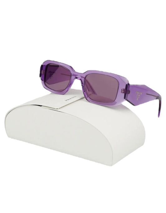 Prada Translucent Violet 49mm Small Rectangular Sunglasses