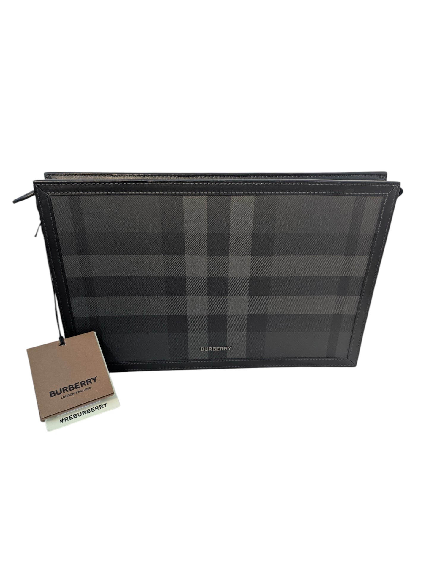 Burberry Check Zip Pouch Charcoal