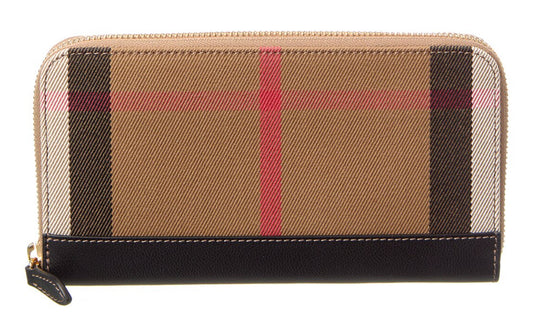 Burberry Check Canvas/Leather Zip Wallet