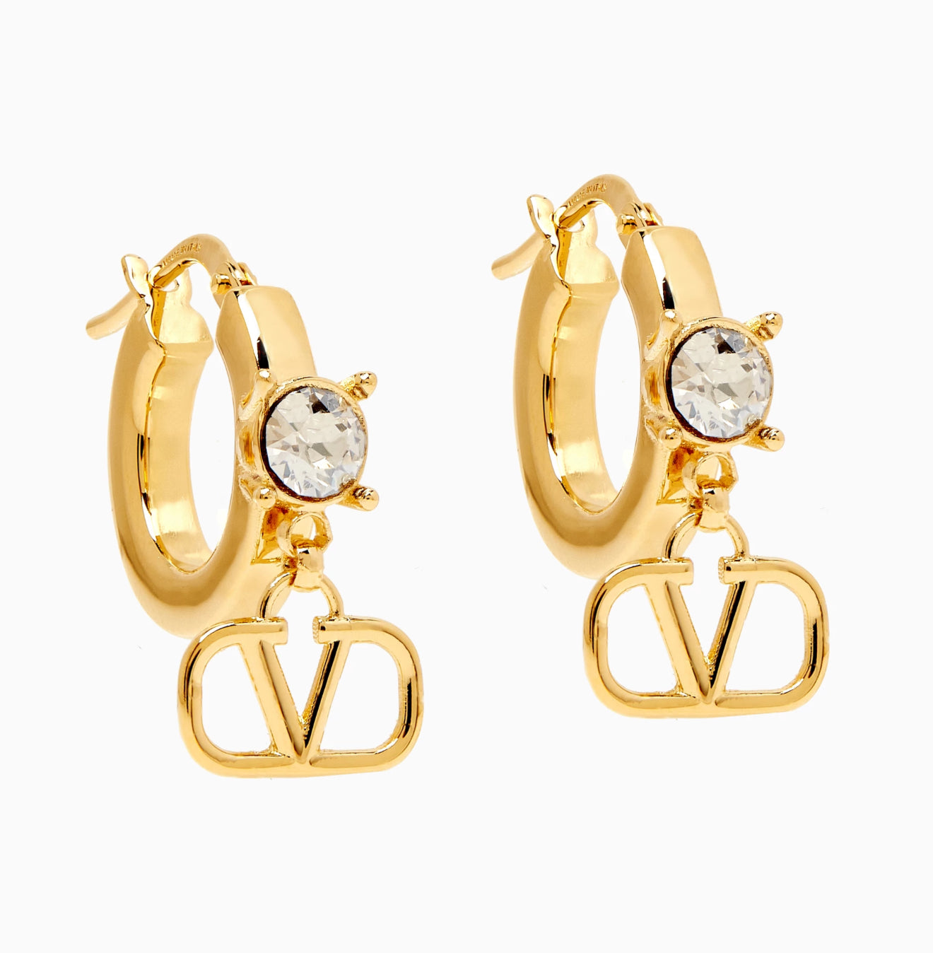Valentino VLogo gold hoop earrings
Valentino designer hoop earrings crystal
Valentino VLogo charm earrings gold