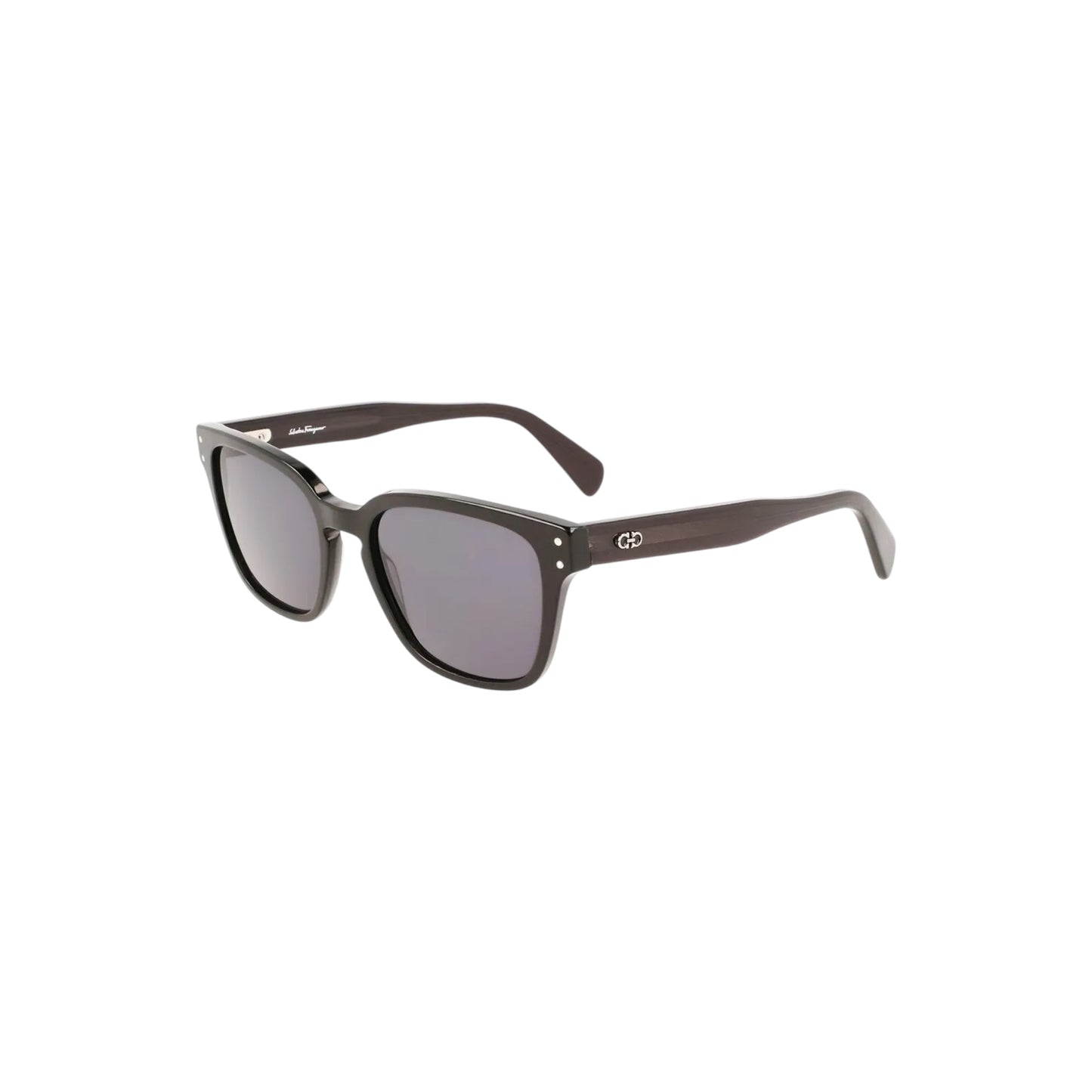 Ferragamo Gancini Black Rectangle Sunglasses 55mm – Grey Lenses