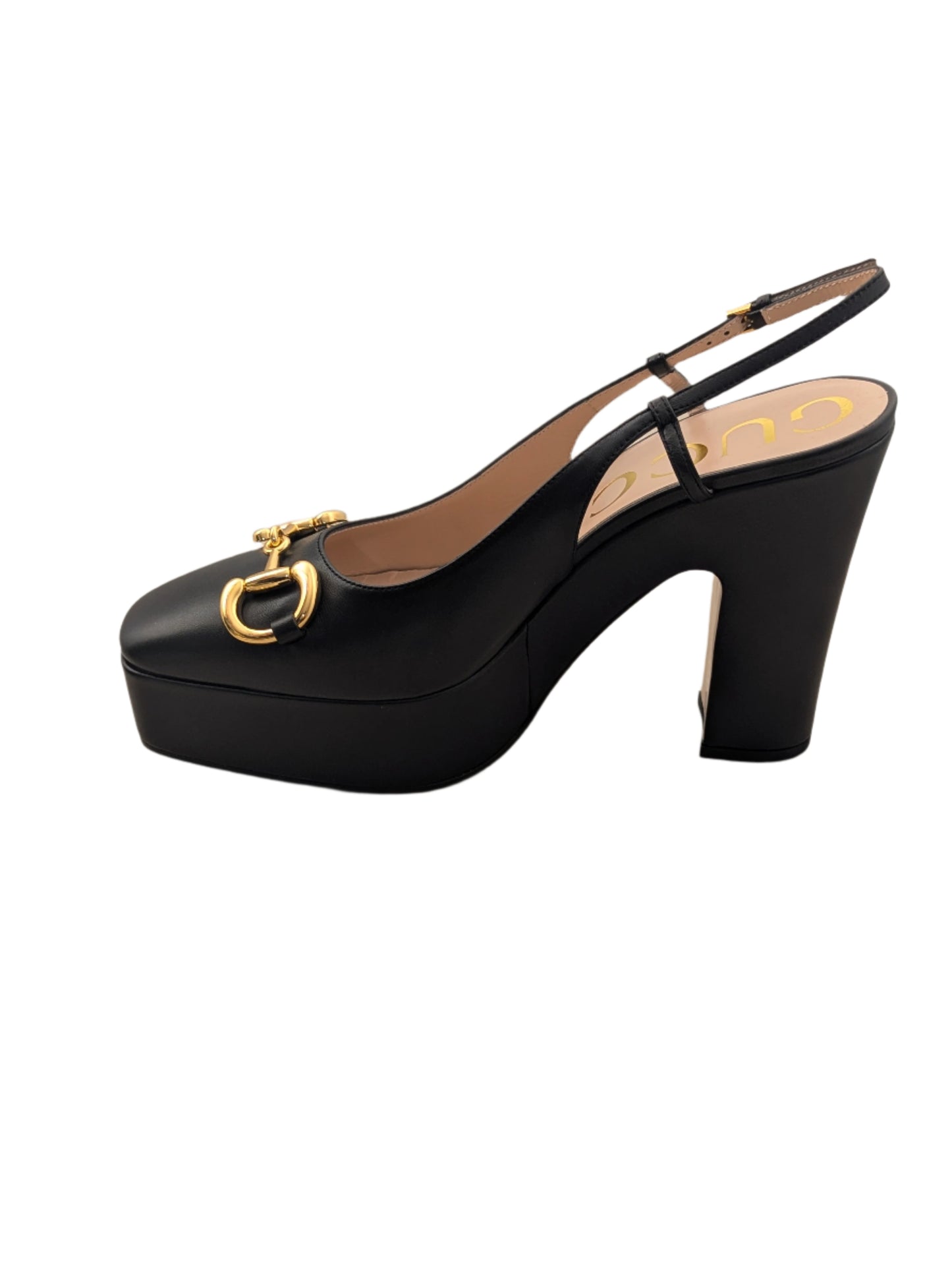 Gucci Heel Pump Black with Gold Hardware