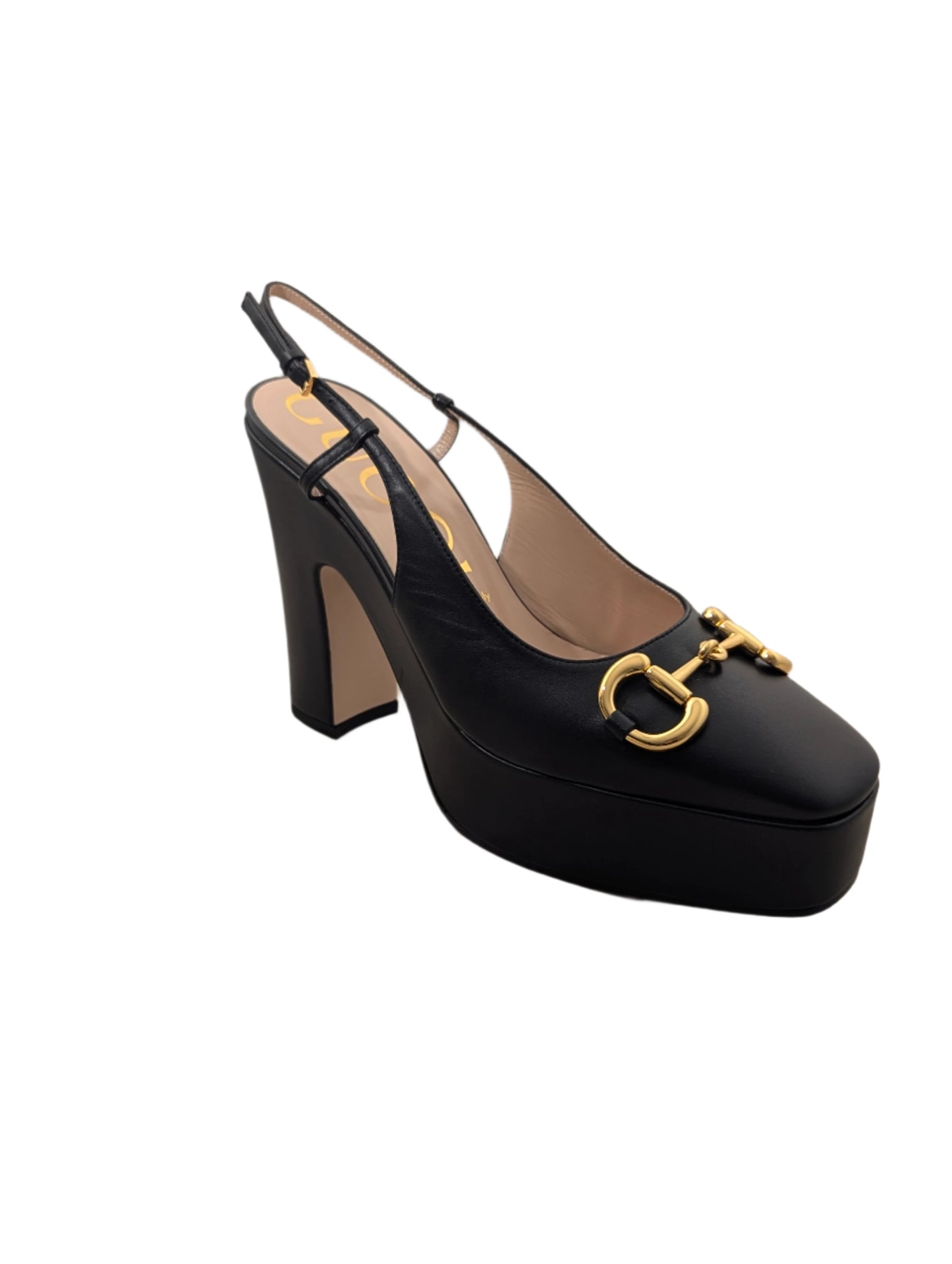 Gucci Heel Pump Black with Gold Hardware
