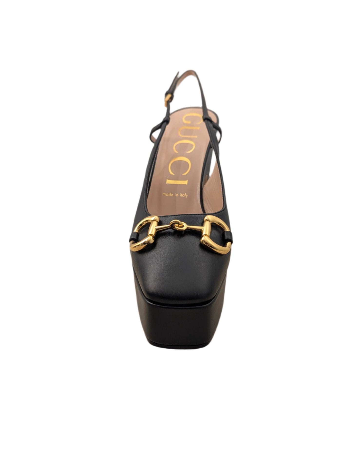 Gucci Heel Pump Black with Gold Hardware