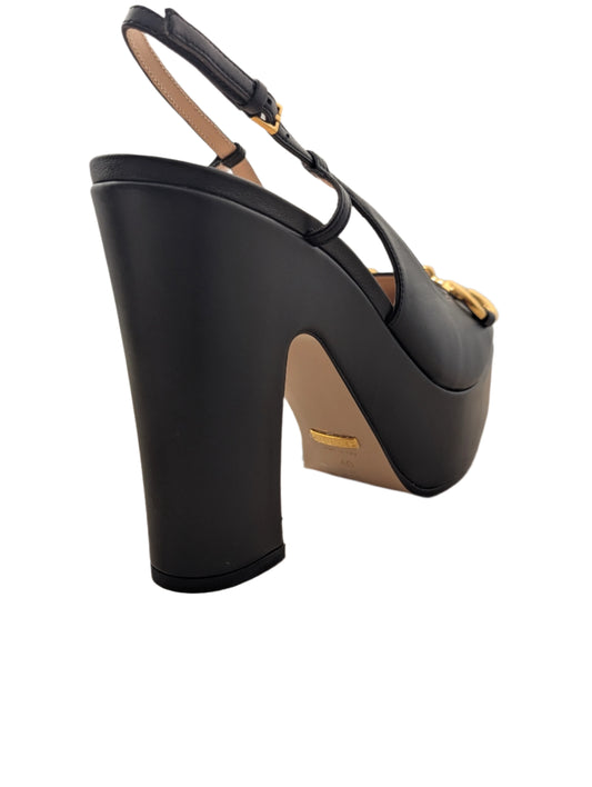 Gucci Heel Pump Black with Gold Hardware
