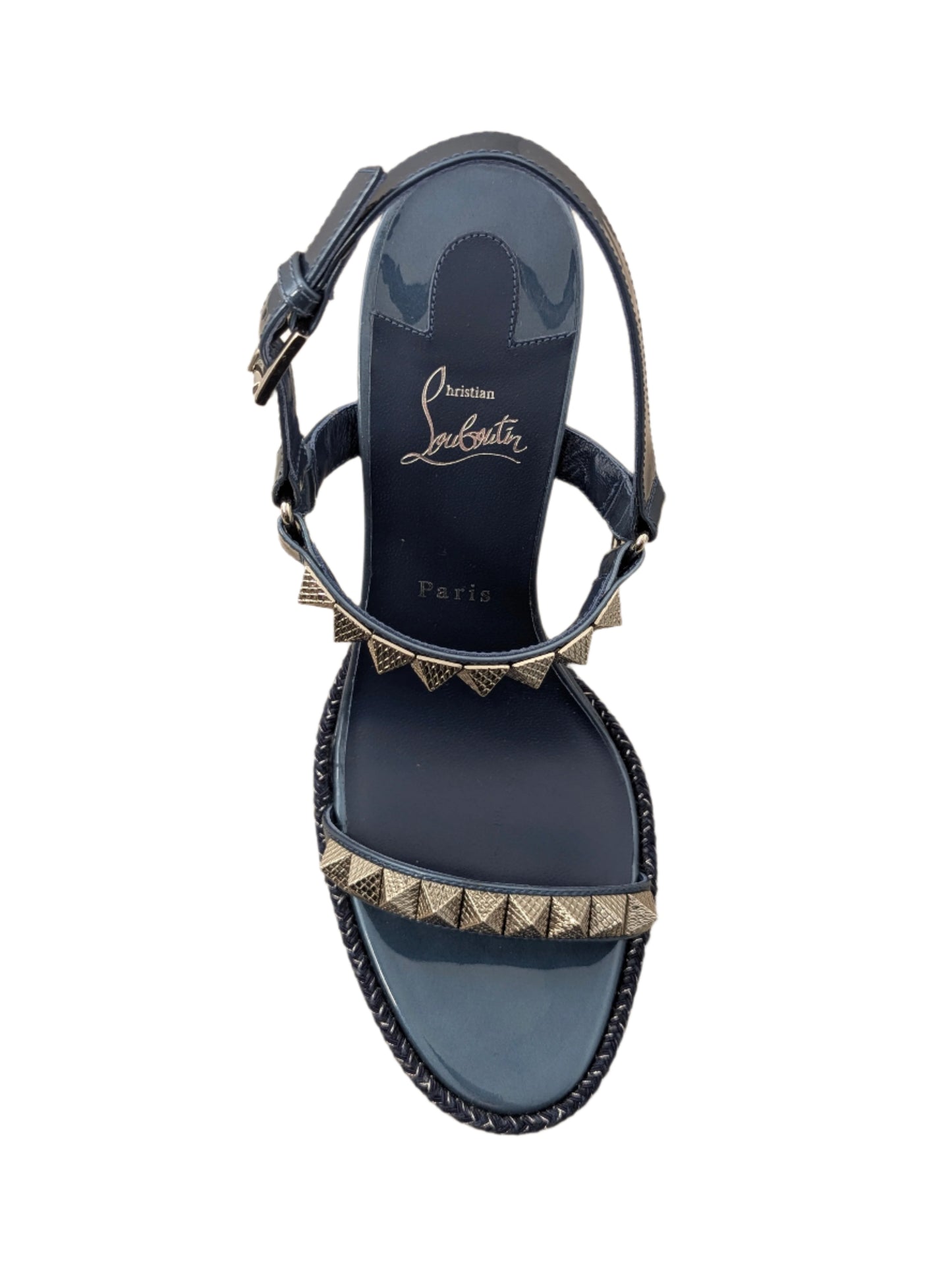 Christian Louboutin Pearl Denim Rock Stud Wedge