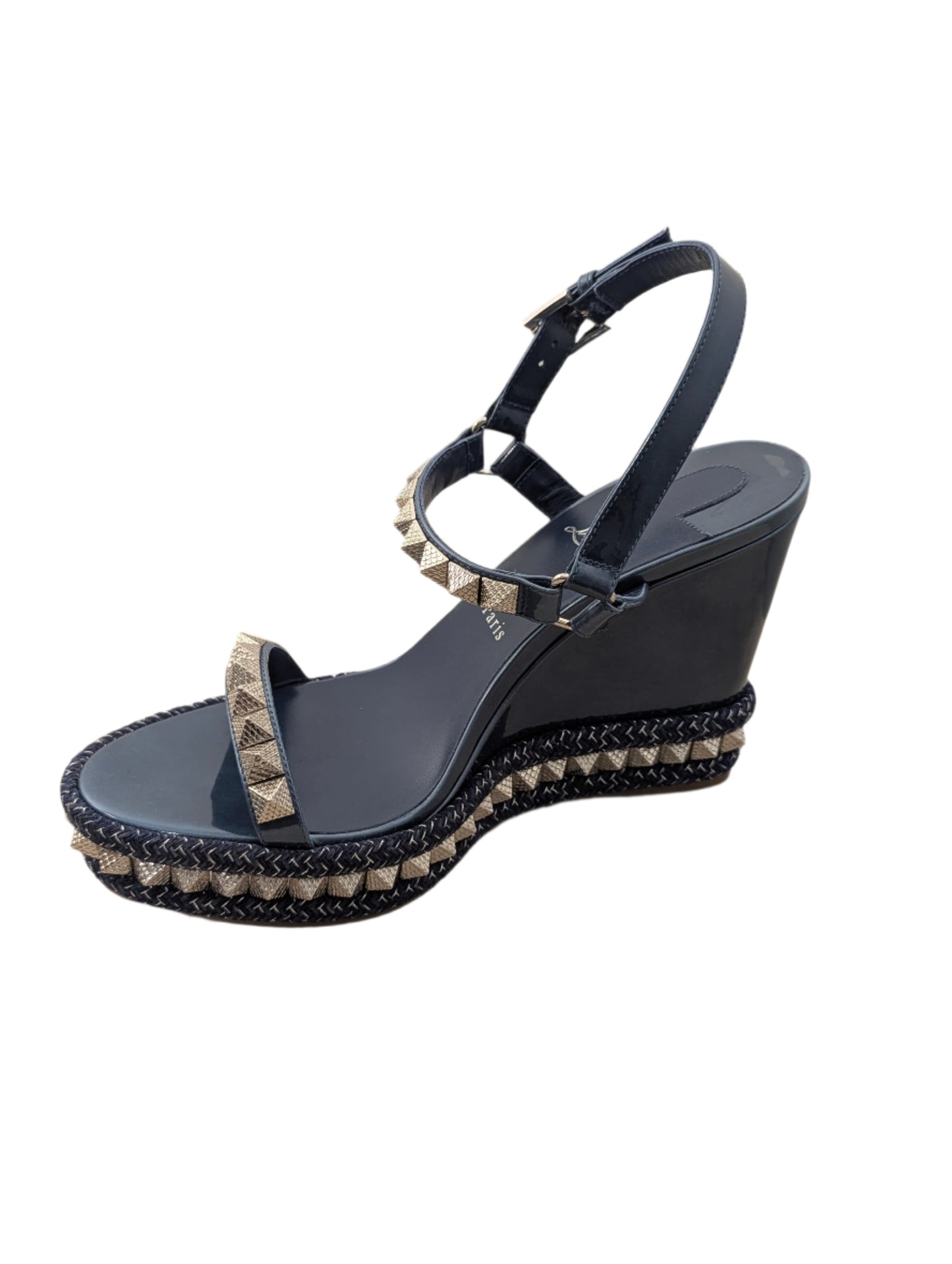 Christian Louboutin Pearl Denim Rock Stud Wedge