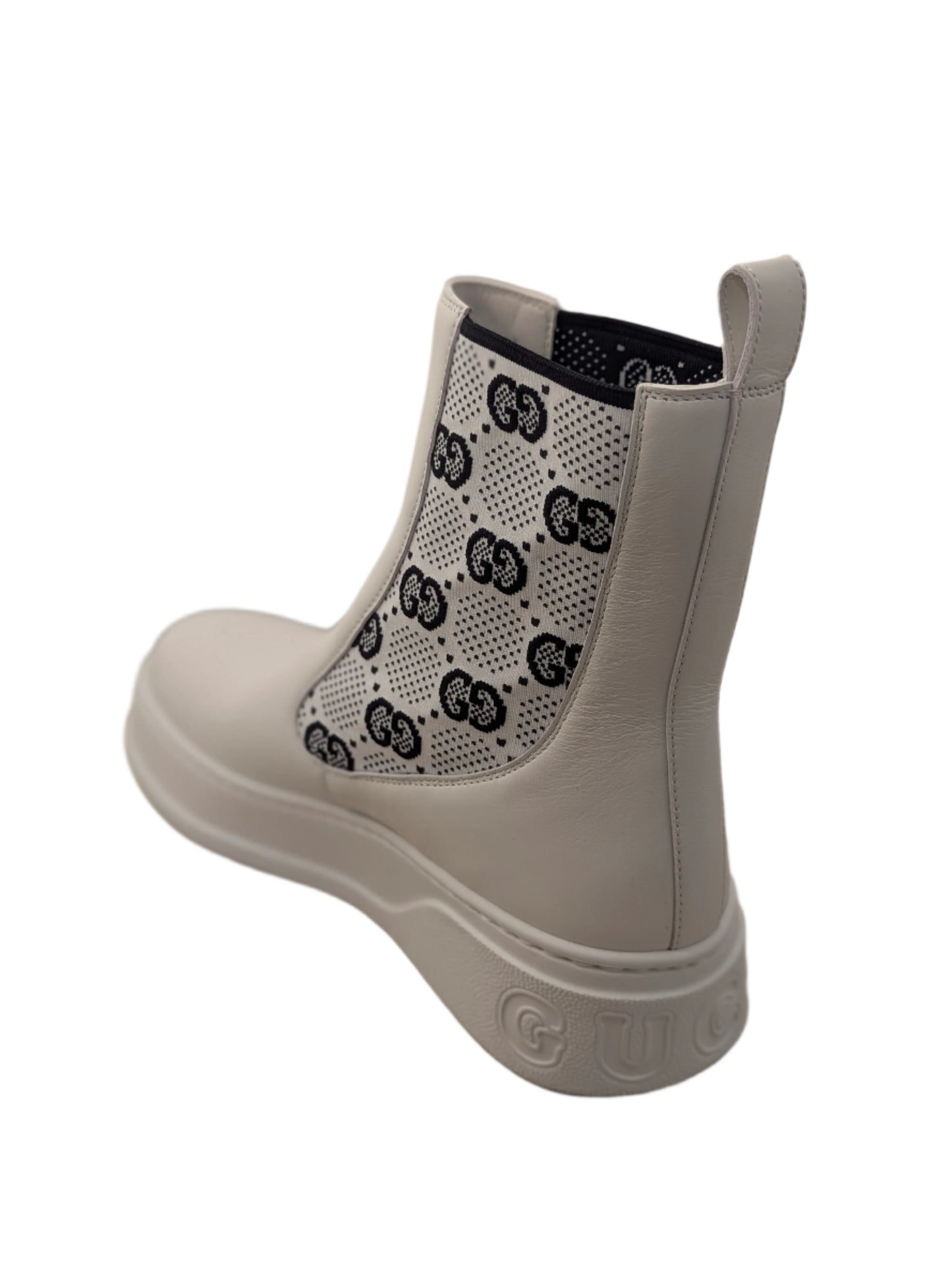 Gucci White Leather Boot