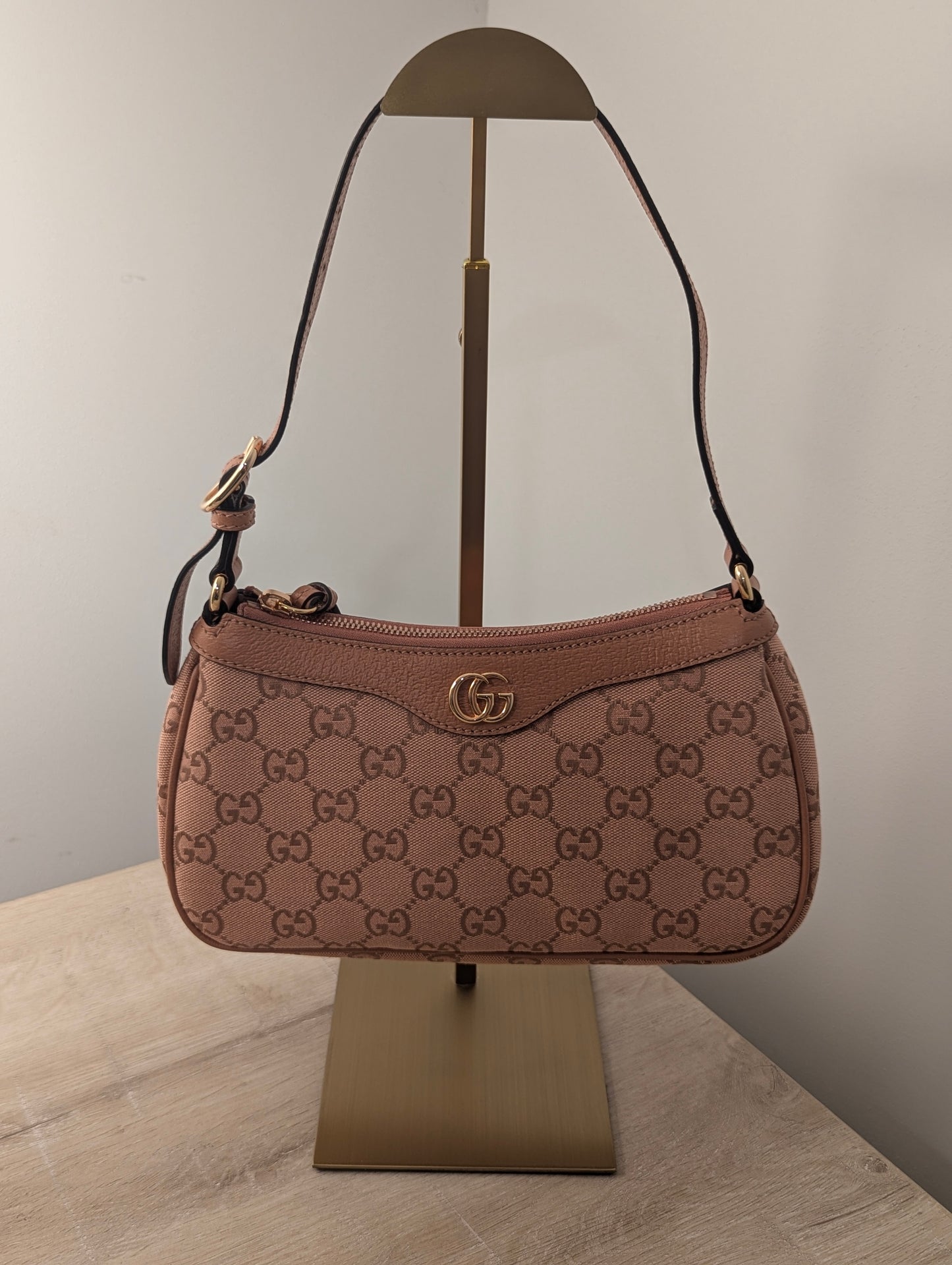 Gucci Pink Original GG Canvas Ophidia Shoulder Bag Small