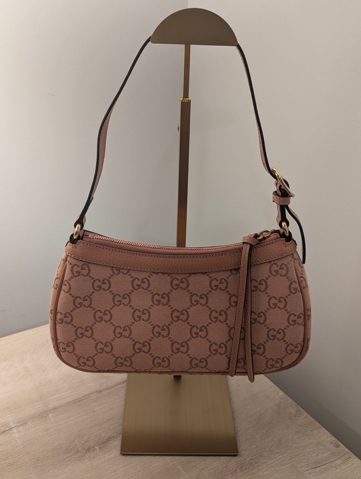 Gucci Pink Original GG Canvas Ophidia Shoulder Bag Small