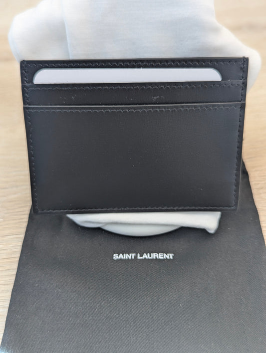 Saint Laurent Tiny Cassandre credit card case in shiny leather