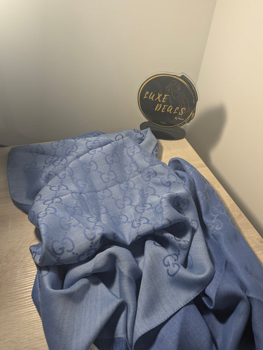 Gucci Blue Wool/Silk Blend Scarf Reversible