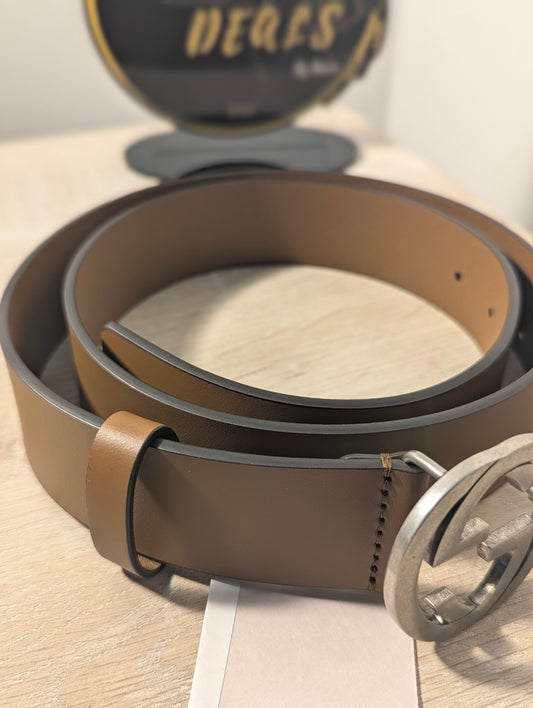 Gucci Selleria Interlocking Brown Belt Leather