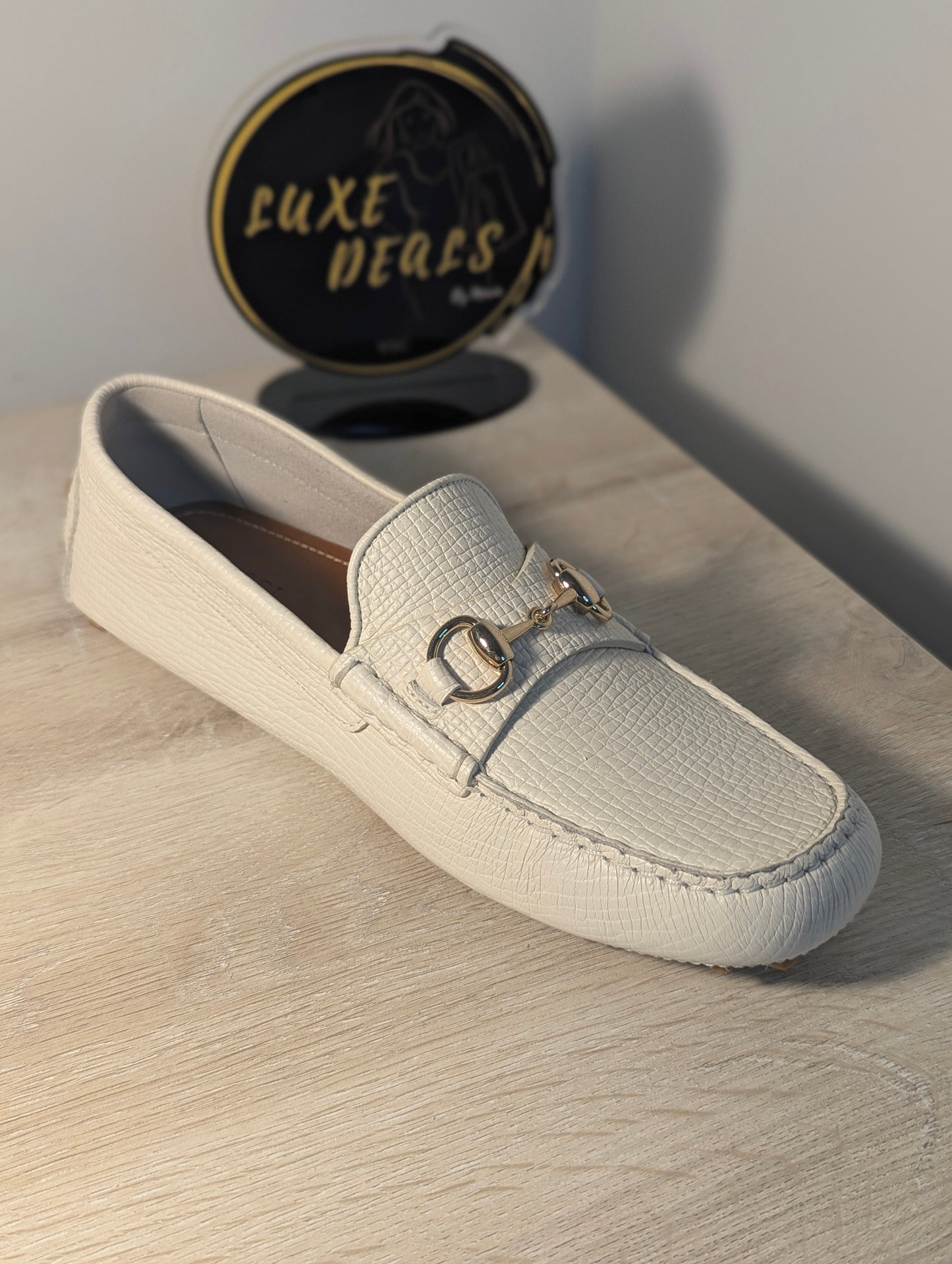 Gucci Horse Bit Ivory Moccasin Mystic White size 41