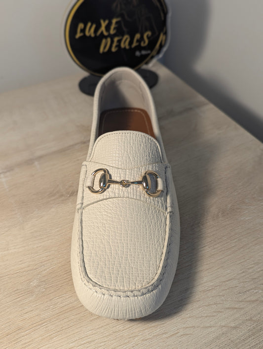 Gucci Horse Bit Ivory Moccasin Mystic White size 41