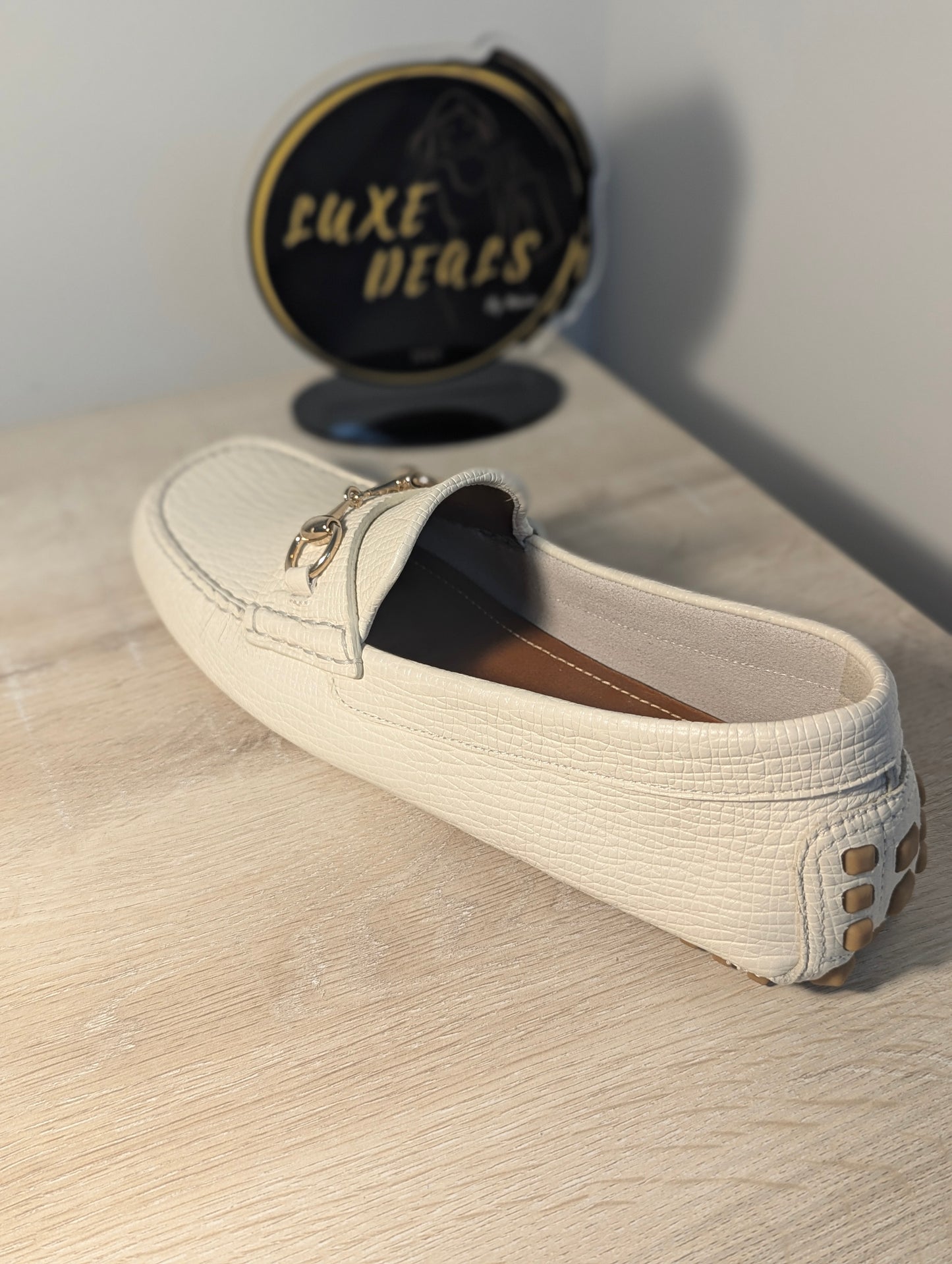 Gucci Horse Bit Ivory Moccasin Mystic White size 41
