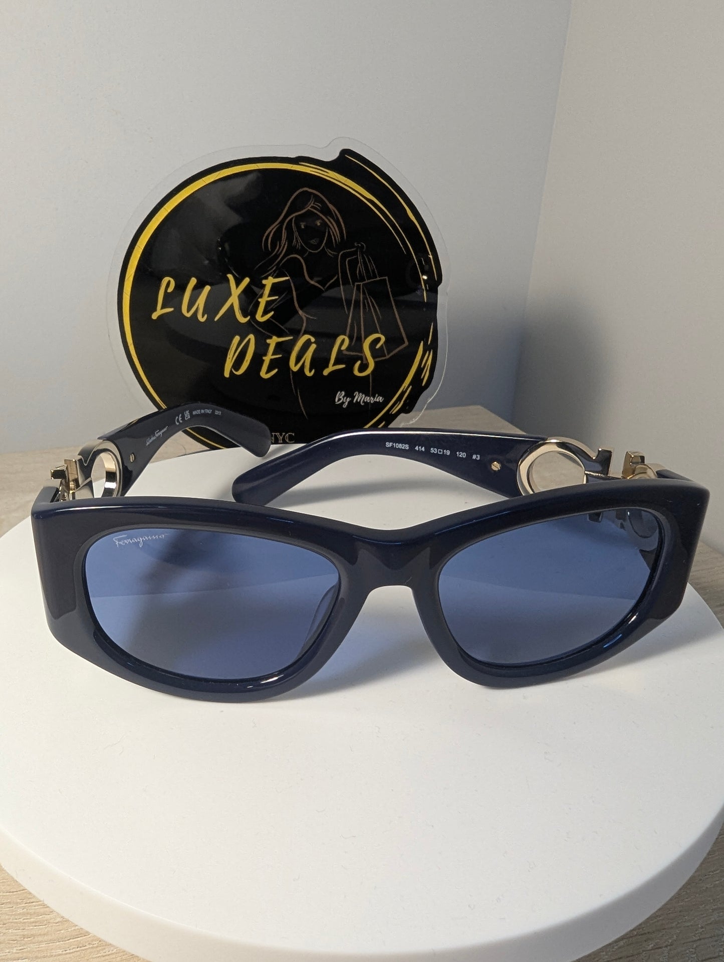 Salvatore Ferragamo Blue Gancini Sunglasses