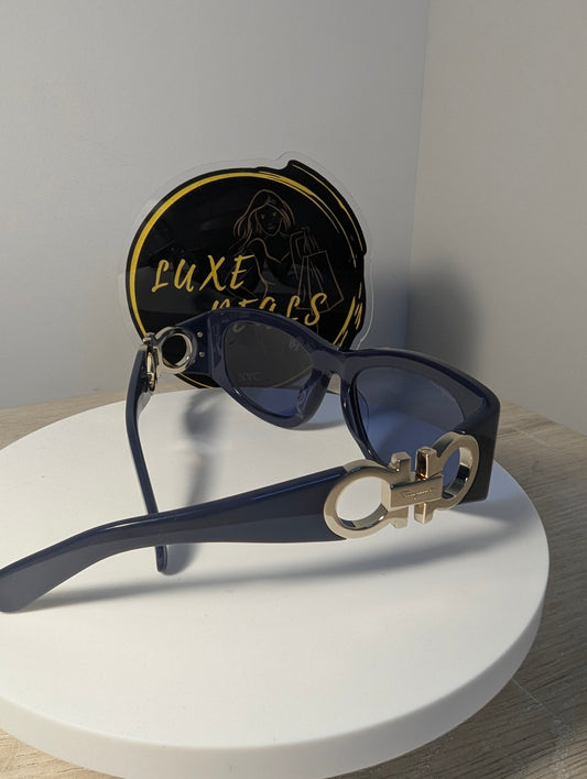 Salvatore Ferragamo Blue Gancini Sunglasses