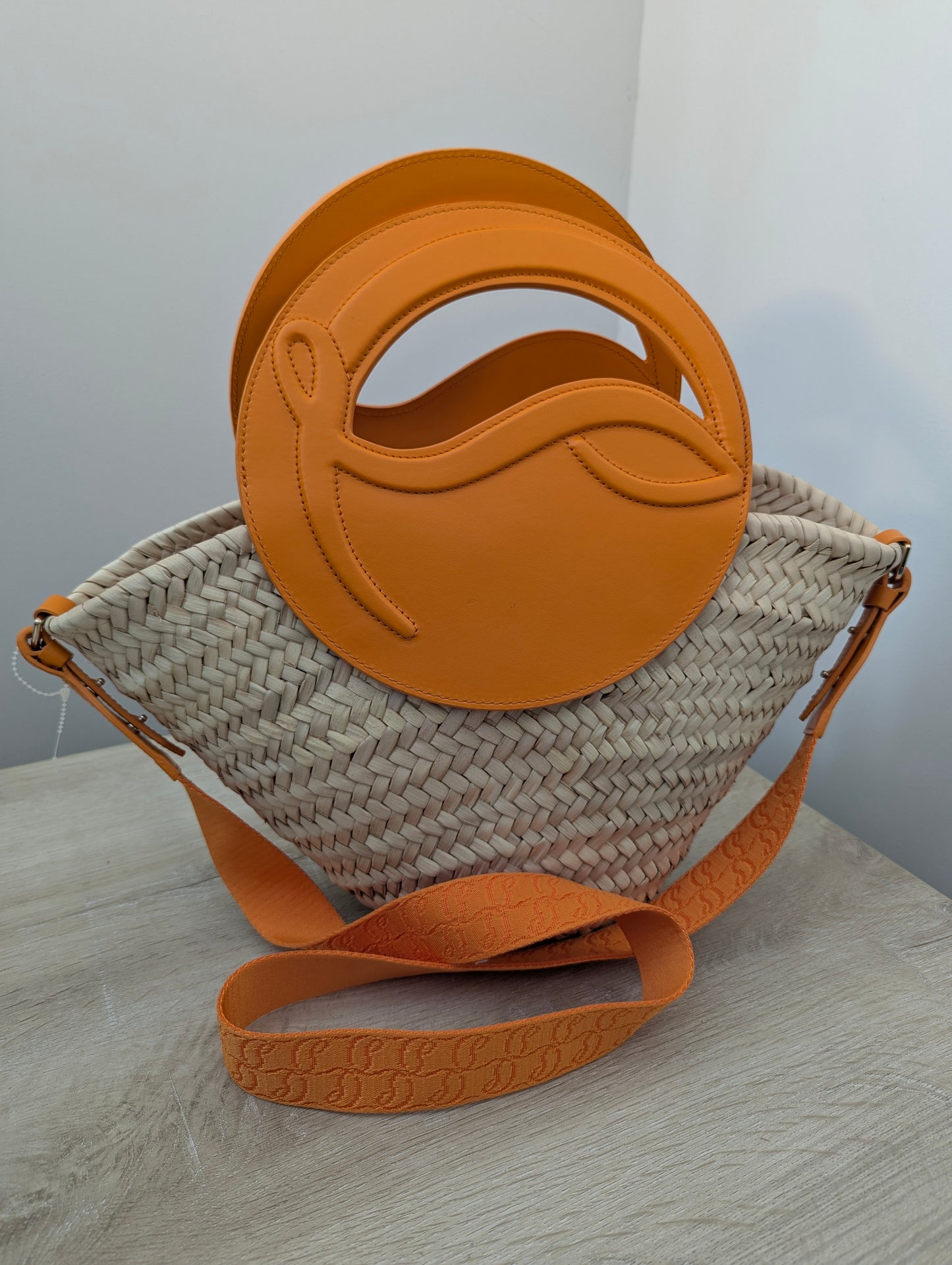 Christian Louboutin Raffia w/ Orange Handle and Strap