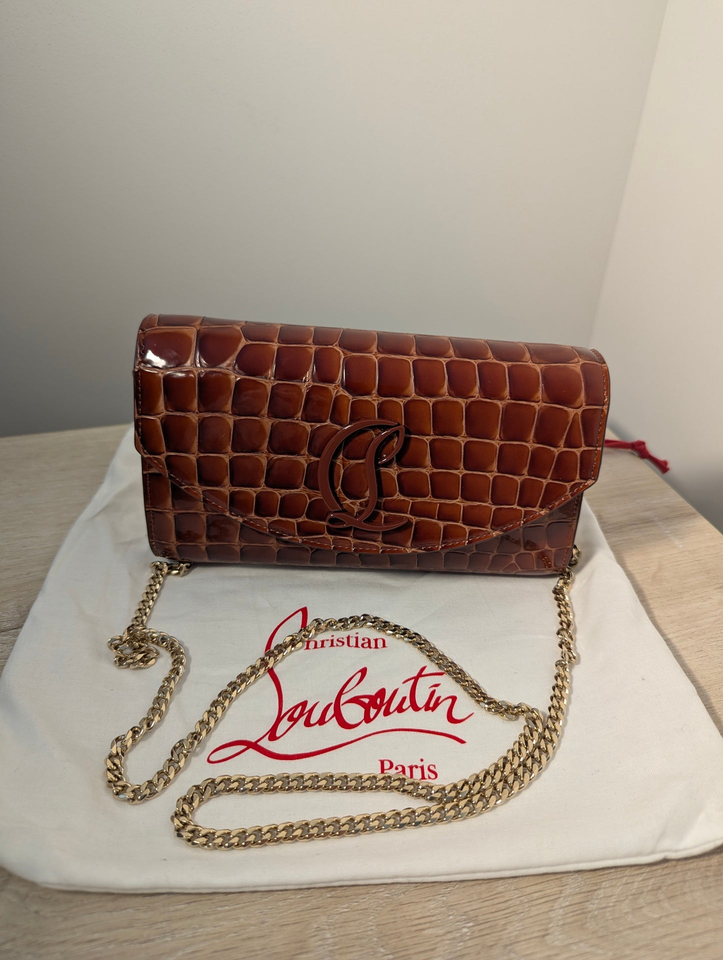 Christian Louboutin Loubi54 Wallet on Chain in Alligator Embossed Leather