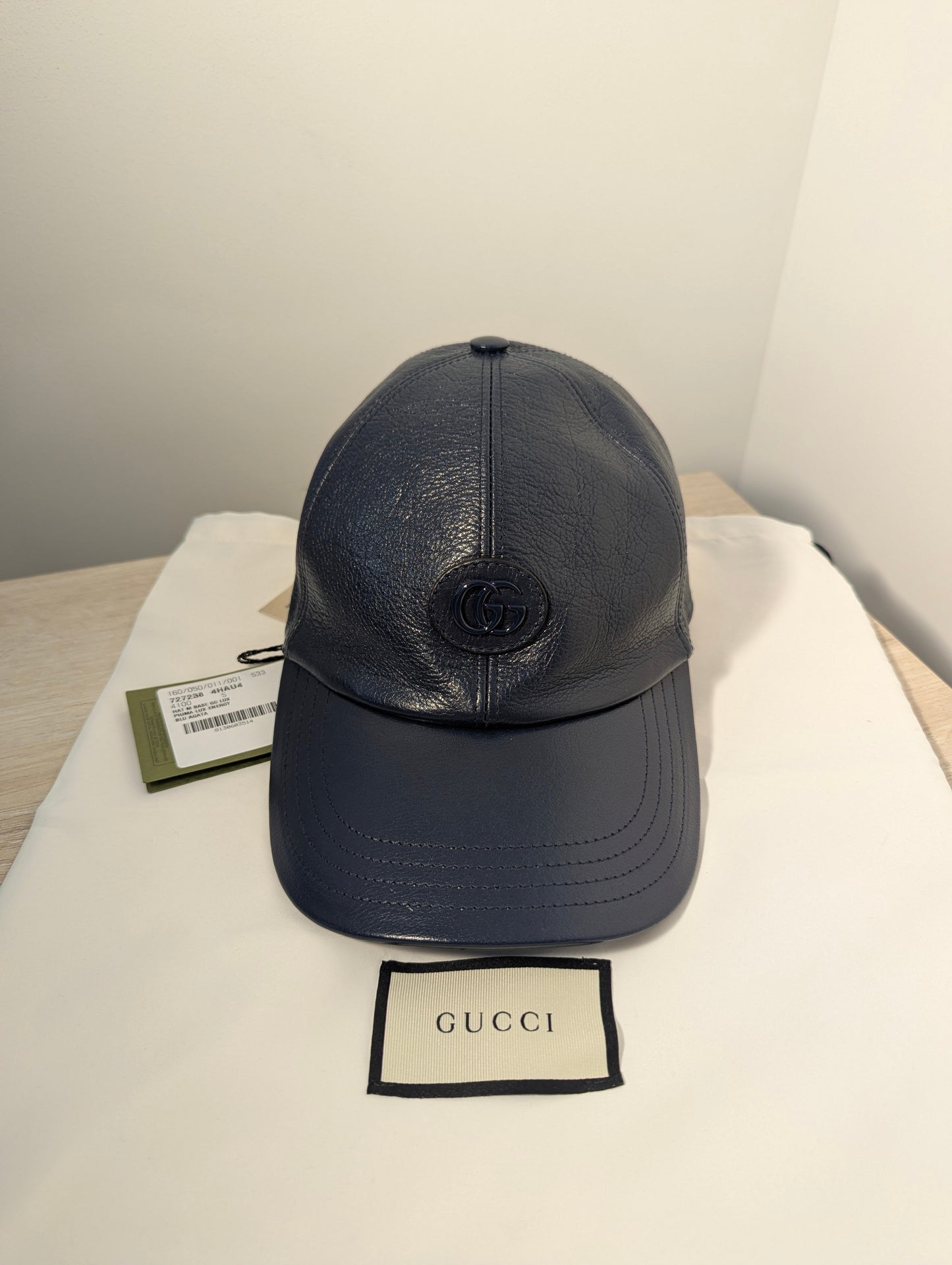 Gucci Midnight Navy Leather Baseball Cap