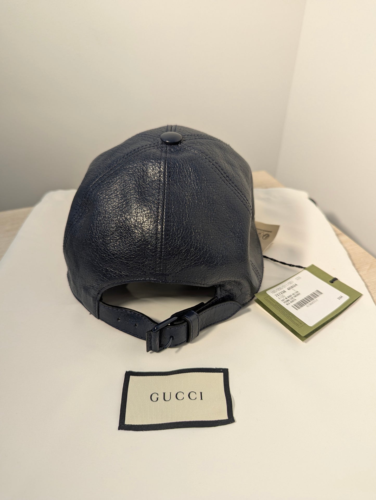 Gucci Midnight Navy Leather Baseball Cap