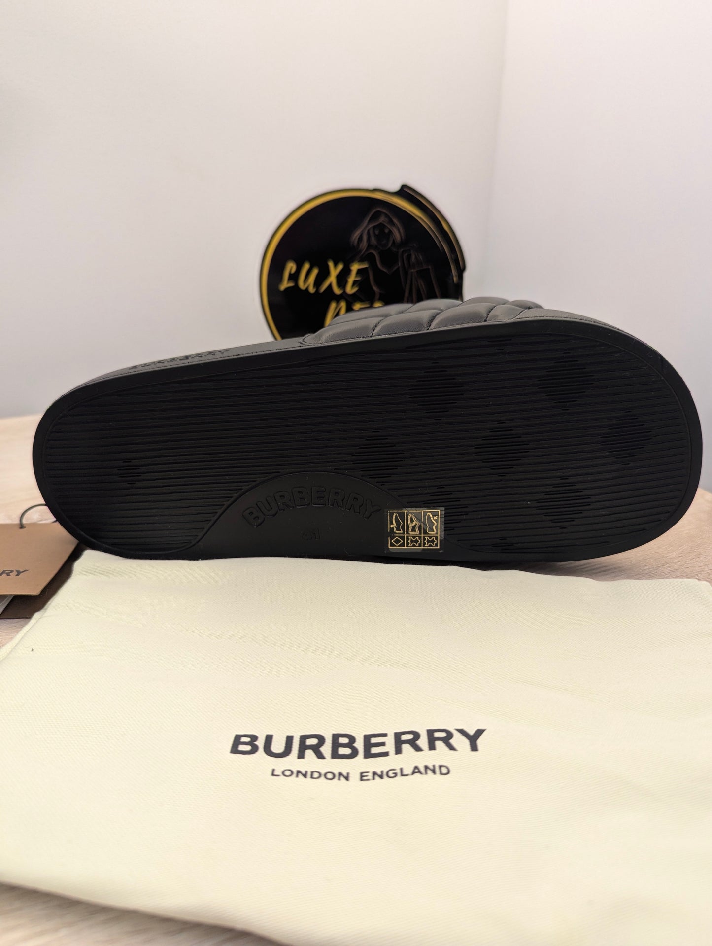 Burberry Puffer Slides Quilted Leather Black