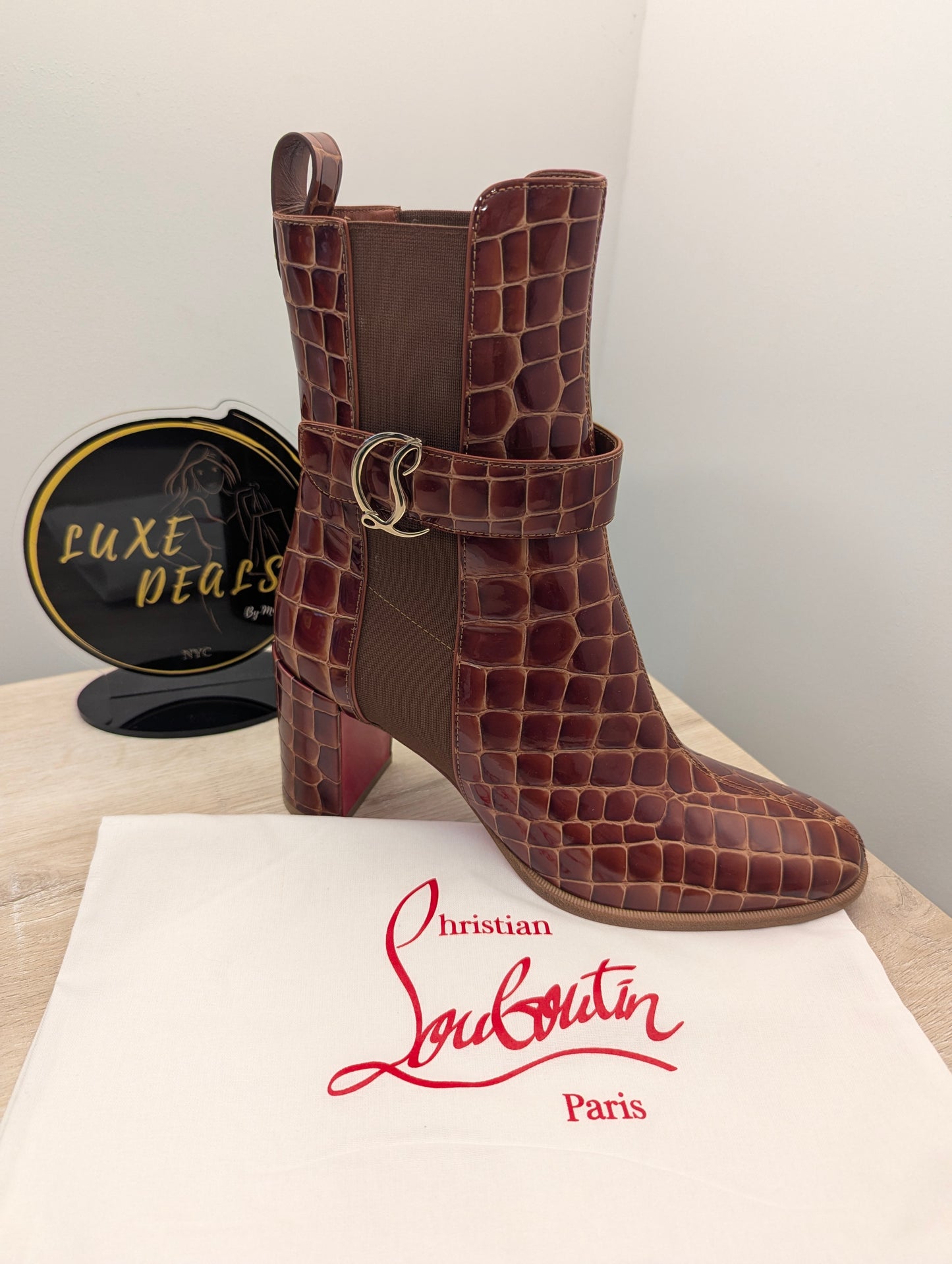 Christian Loubitin Chelse Boot Calf Leather Burgundy Crock