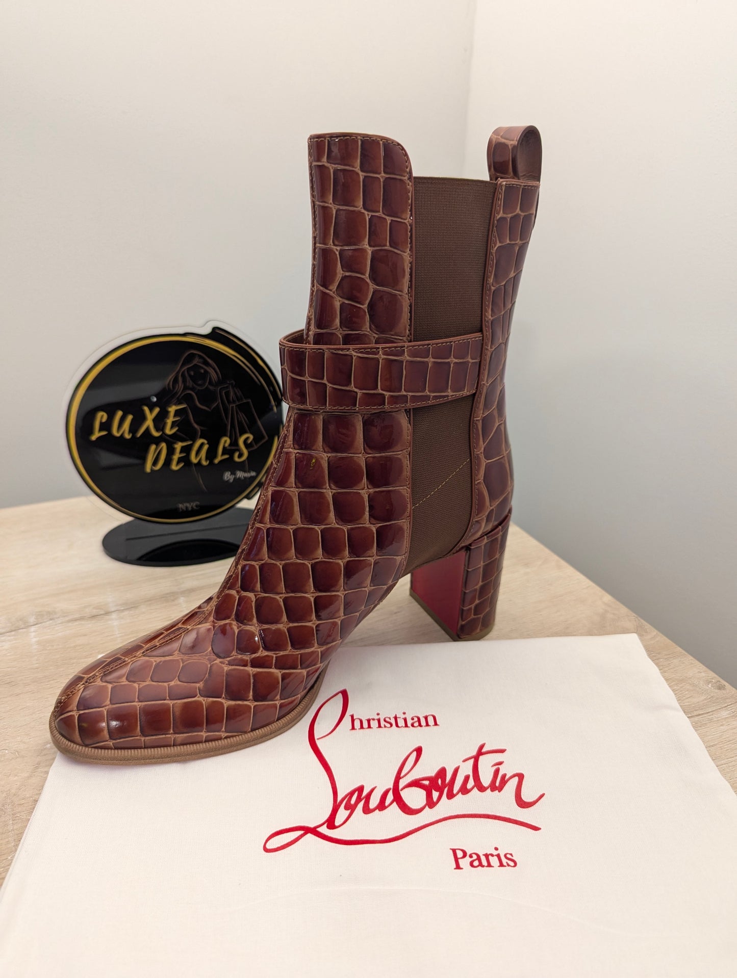 Christian Loubitin Chelse Boot Calf Leather Burgundy Crock