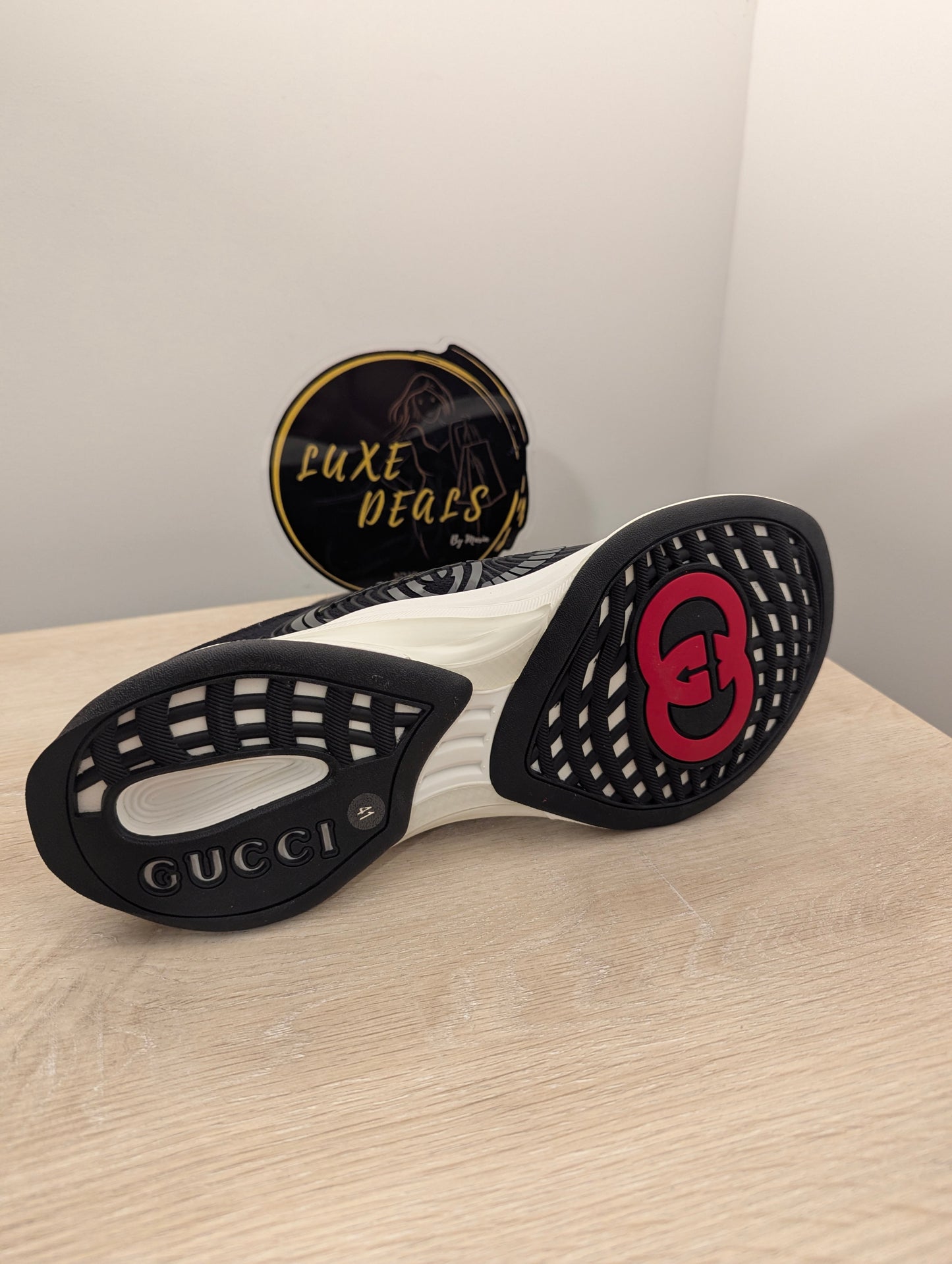 Gucci Running Sneakers in Black & White w/ Monogram GG Interlocking
