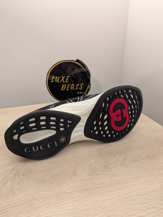 Gucci Running Sneakers in  Black & White w/ Monogram GG Interlocking