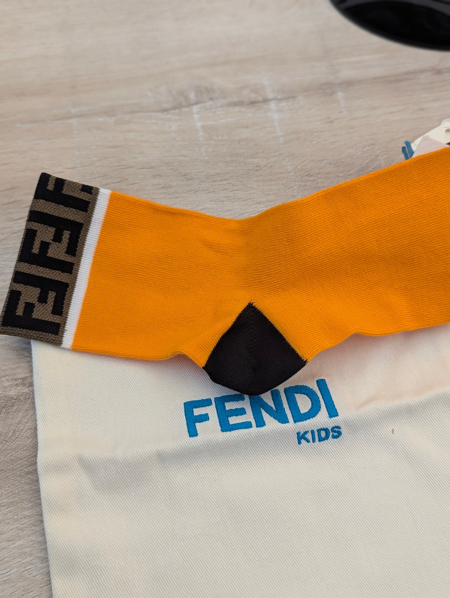 Fendi Kids Crew Socks Blue & Orange Combo