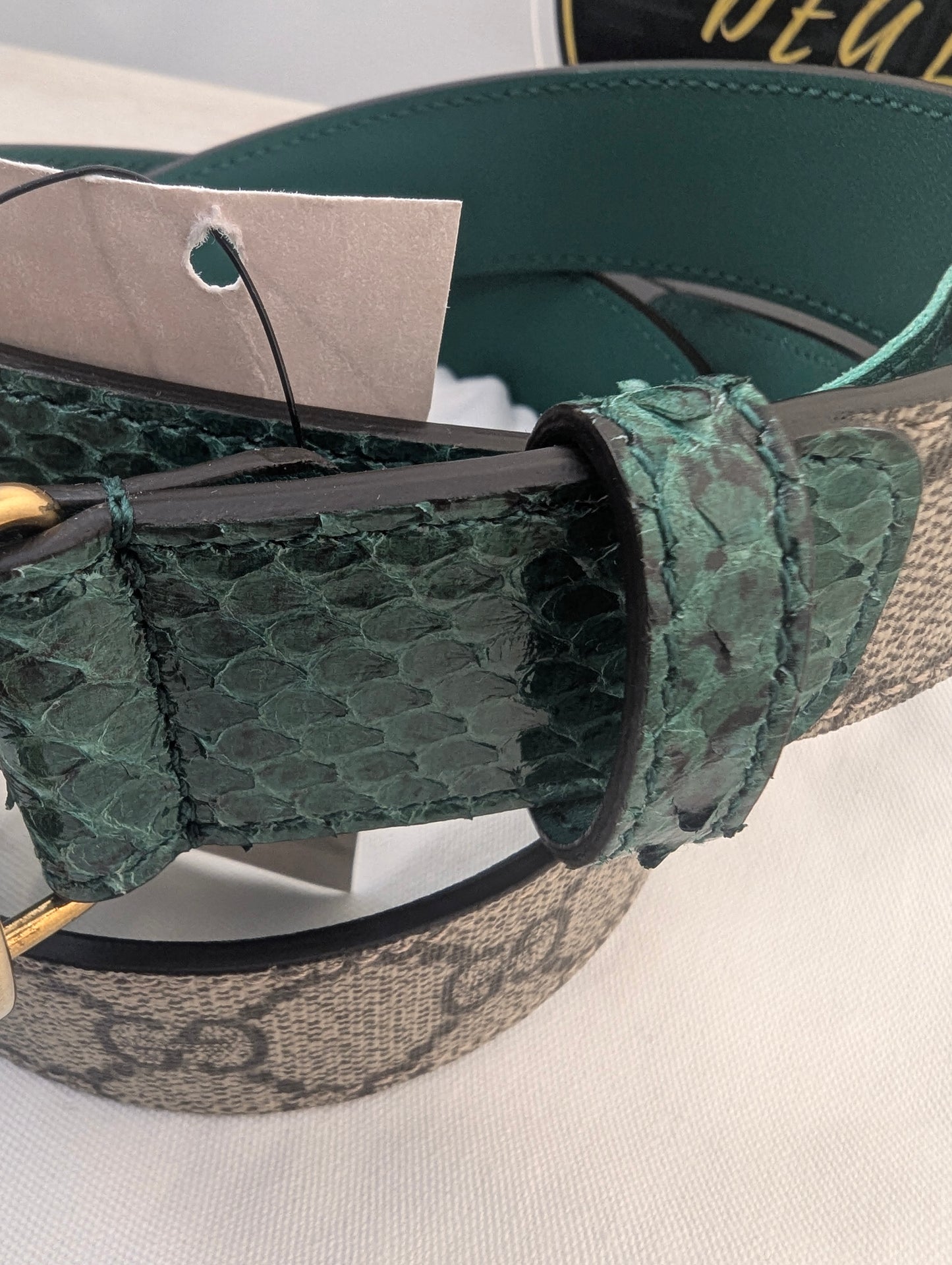 Gucci Belt Gold/ Emerald Python Supreme Marmont Limited Edition