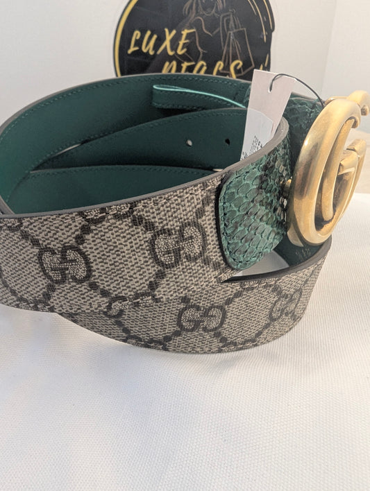 Gucci Belt Gold/ Emerald Python Supreme Marmont Limited Edition