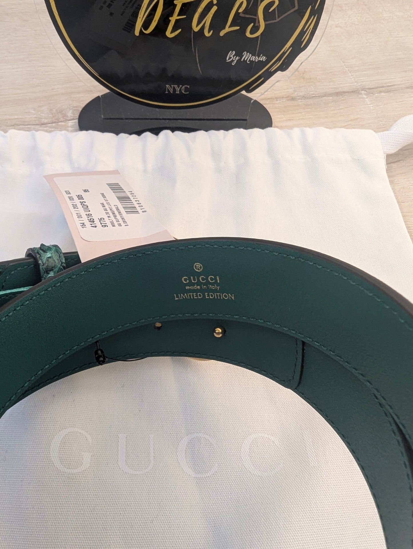 Gucci Belt Gold/ Emerald Python Supreme Marmont Limited Edition